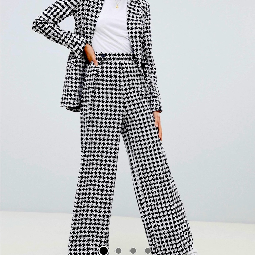 Houndstooth wide leg pants